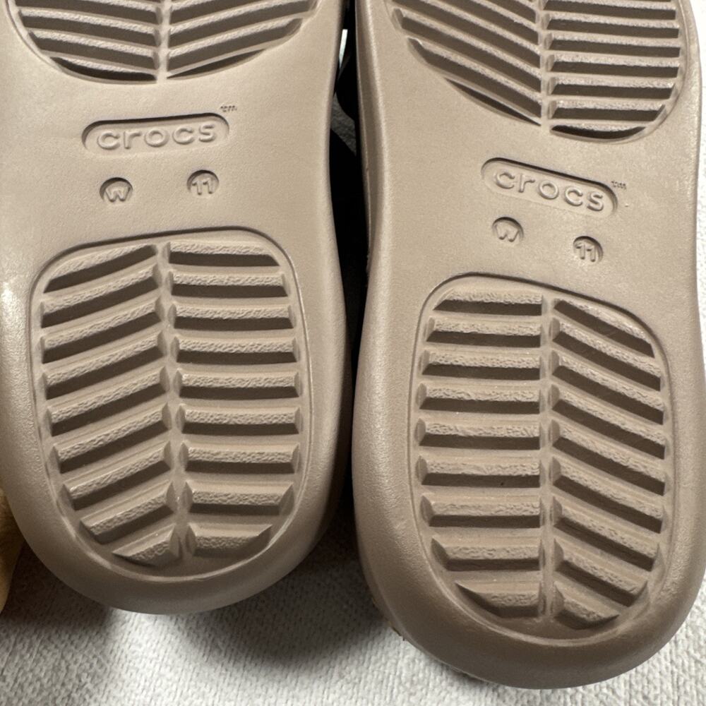 Crocs Getaway Strappy Slide Sandals Women's Sz#11 Truffle Brown Comfort Slip On - Picture 4 of 9